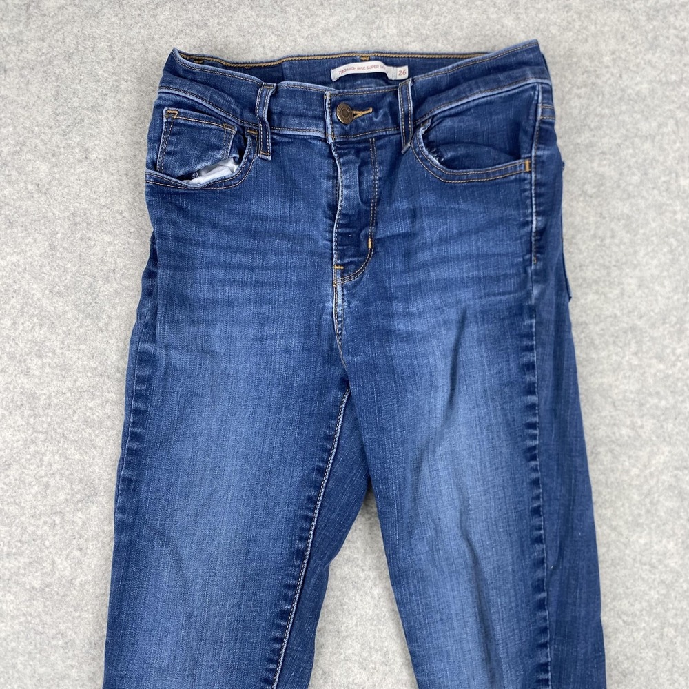 Levi's 720 Super Skinny Jeans Womens 26 (25x28) Blue Distressed Stretch Denim